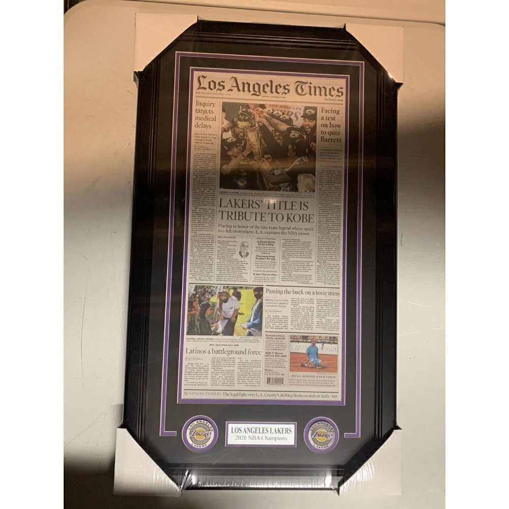 Lakers 2020 NBA Champions Los Angles Times Orignal Newspaper Framed